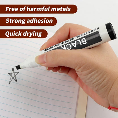 Wood Furniture Repair Markers, Black Paint Fix Touch Up Pen for Furniture & Wood Floor, Scratch Remover Filler for Nicks, Scratches & Stains, Professional Furnitures Recolour Pen for Home/Office