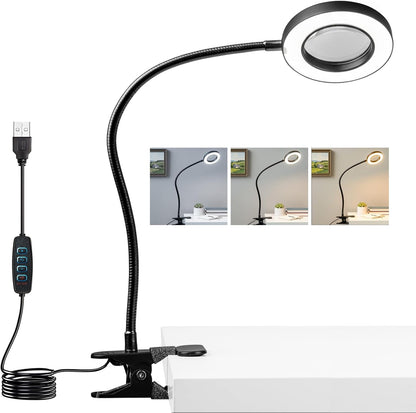 LALISU Desk lamp Eye-Caring Table Lamps, 360°Rotation Gooseneck Clip Lamp