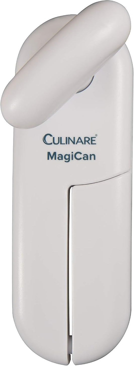 Culinare MagiCan, Manual Can Opener with Lid Release - Heavy Duty Lid Opener Kitchen Gadgets - Home Can Lid Opener Manual - Easy to Use Hand Held Effortlessly Open Cans, White, Stainless Steel