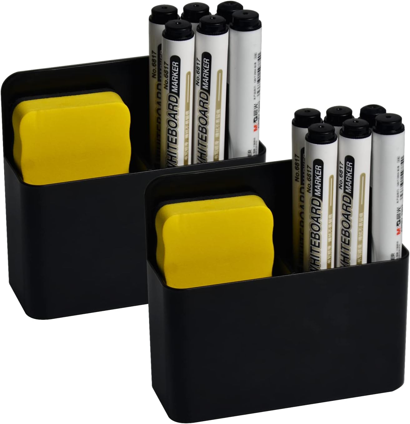 Magnetic Dry Erase Marker Holder - Multi-Surface Pen & Marker Holder for Fridge, Whiteboard, Locker - School, Office, Home - 1 Pack, Black
