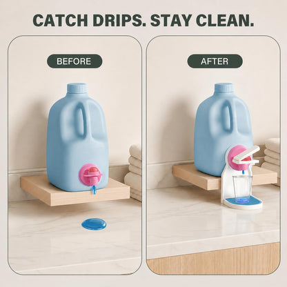2-Pack Laundry Detergent Cup Holder & Fabric Softener Drip Catcher, Easy-Press Lever with Secure Spout Clamp, Removable Drip Tray & Non-Slip Pad, Helps Reduce Sticky Residue and Keep Washer Cleaner
