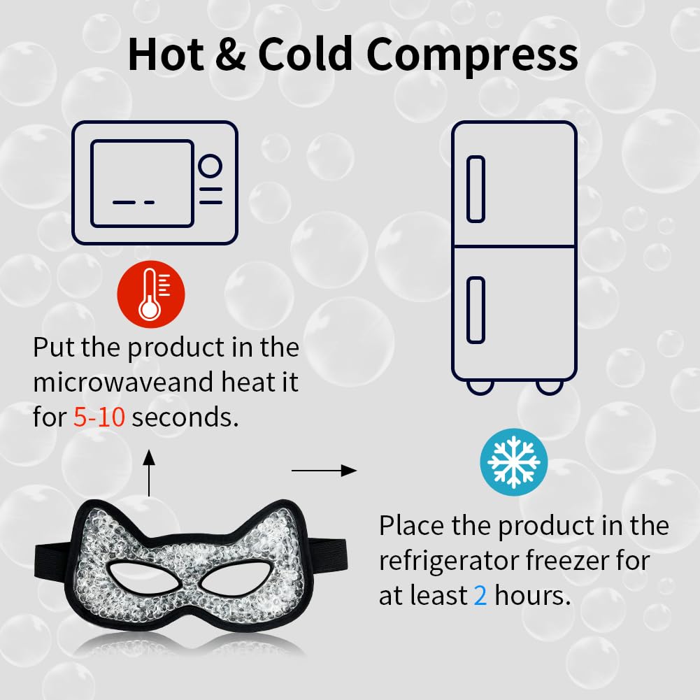 Cooling & Heating Eye Mask - Hot/Cold Use for Puffy Eyes, Headaches, Migraines, Sinus & Dark Circles (2 Packs Blue)