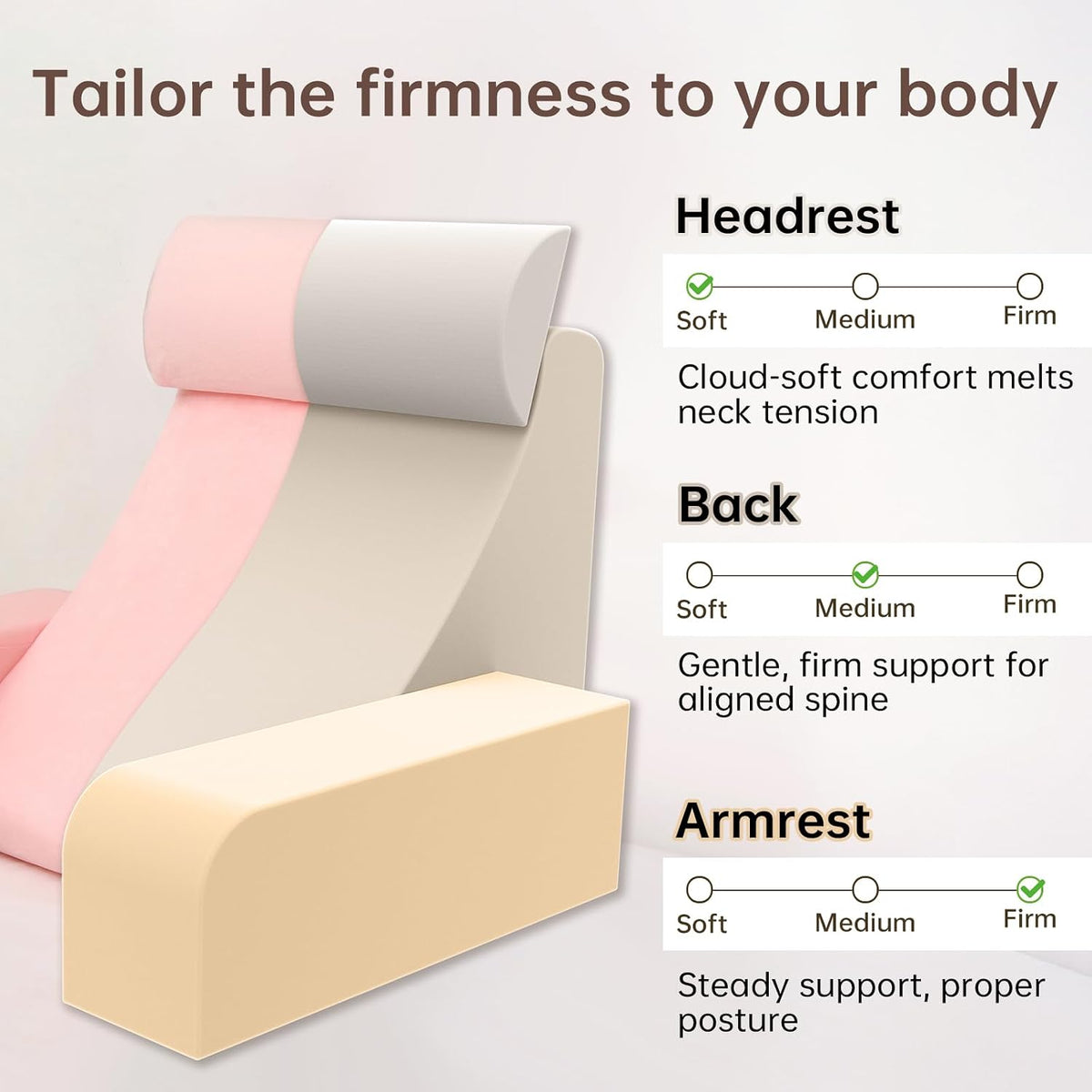 ENITYA 21" Reading Pillow for Bed with Firm Back Support & Big Pockets