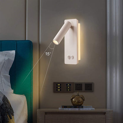 LED wall lamp and reading light two-in-one multifunctional wall sconces. LED Wall Lamp Plug in for Bedroom Bedside Wall Sconces Set of Two Black Reading Light 3W+6W Night Light 3000K(BLACK)