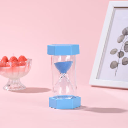 Colorful Sand Timers, Hourglass Sand Timers 5 Min Sandglass Timer with Protective Cover for Toothbrush Timer Games Classroom Home Office Cooking(Blue+5Min)