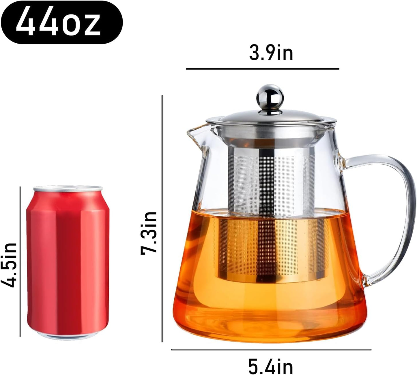 PARACITY Glass Teapot Stovetop 22 OZ/650ml, Tea pot with Removable 18/8 Stainless Steel Infuser, Borosilicate Clear Tea Kettle, Teapot Blooming and Loose Leaf Tea Maker Tea Brewer for Camping, Travel | Clear small tea kettle with infuser and tea pot with
