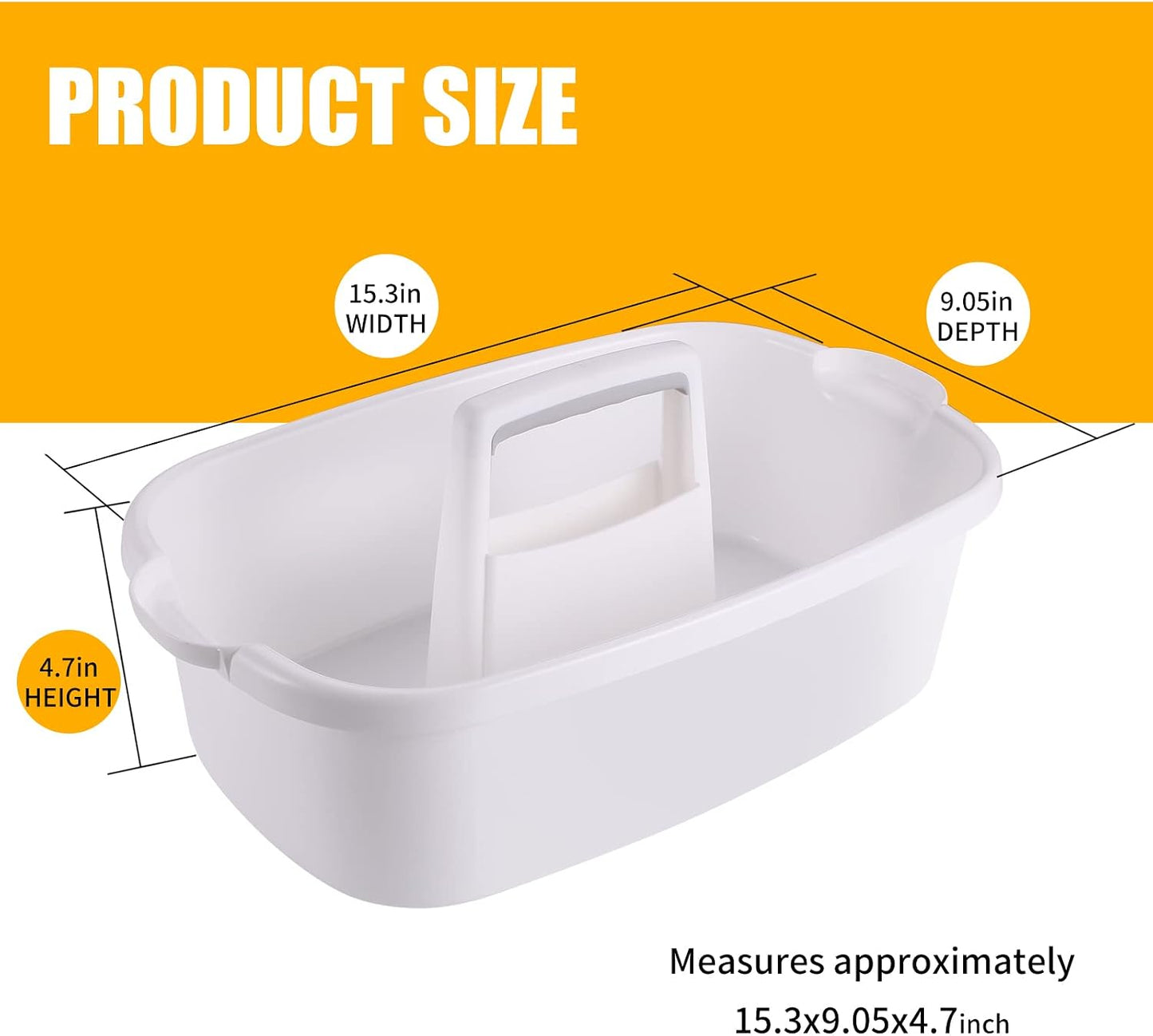 2-Pack Large Gray Cleaning Caddy for Cleaning Supplies with Handle - Portable Plastic Tote Organizer for Shower, Bathroom, Kitchen, Under Sink Storage