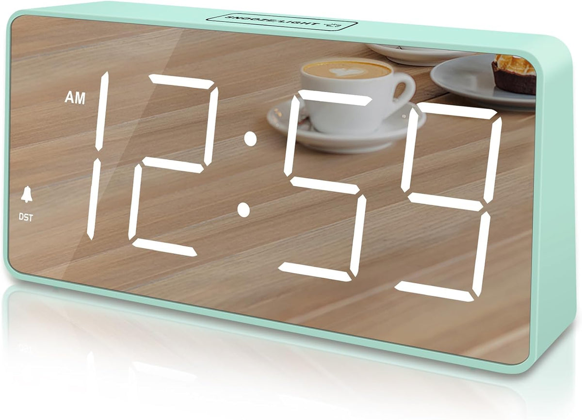 Peakeep Digital Alarm Clock for Bedroom Bedside, Large Display, USB Charger