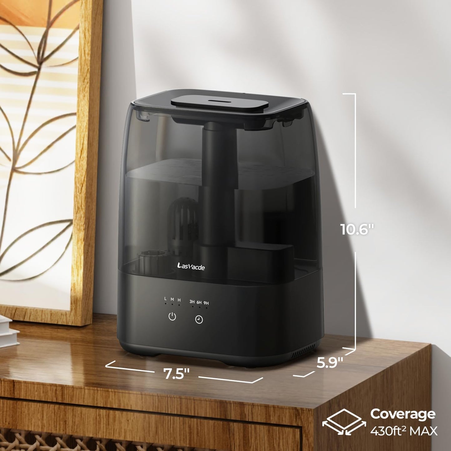 Top Fill Humidifiers for Bedroom, 4.0L Tank Cool Mist Humidifiers for Large Room, 30H Runtime, 28dB Quiet Ultrasonic Air Humidifier for Home with 9H Timer, Aroma Tray