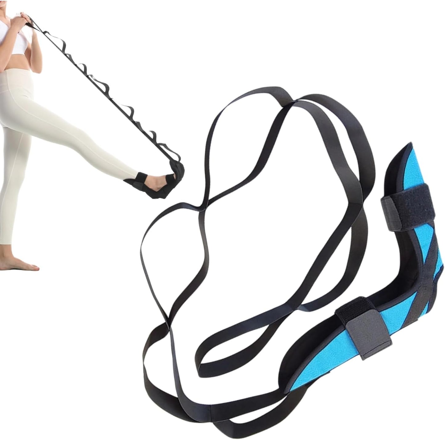 Fitness Foot and Calf Stretcher for Plantar Fasciitis, Achilles Tendonitis, Heel Spurs, Drop Foot, Physiotherapy Stretching Strap Relief, Yoga Leg Stretch Strap for Thigh and Hamstring