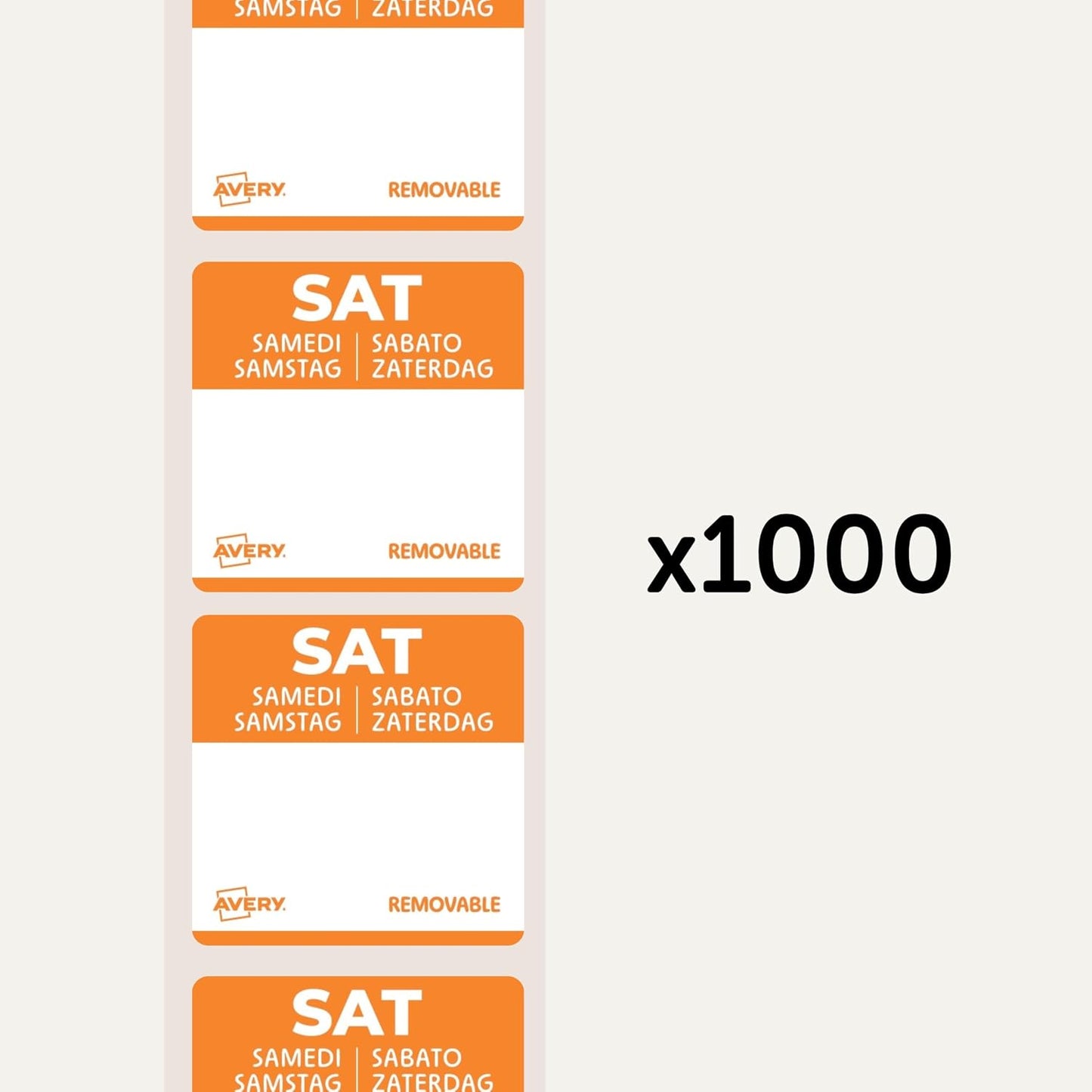 Avery Removable, Hand Writable, Food Day Labels, Wednesday, Strong Adhesive, 25 x 25 mm, Red, 1000 Labels, Preprinted Design (DLSWEDREV-1000)