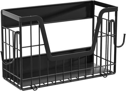 Magnetic Shelf for Fridge, Fruit Basket Magnet Shelves with 2 Hooks | Potato and Onion Storage Bins, Black Magnetic Organizer Side of Fridge Storage, Magnetic Spice Rack for Refrigerator Kitchen