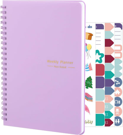 Thboxes A5 Weekly Planner Notebook, 52 Week Undated Journal for Women, Pink