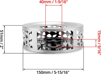 QWORK Tea Kettle Warmer, 2 Pack Brushed Stainless Steel Tea Kettle, Hollow Frame, with Tea Candle Holder, Fits Most Teapots, Silver