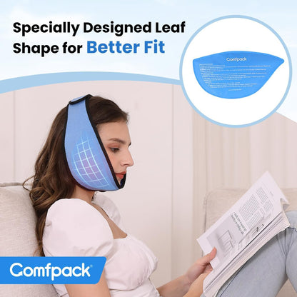 Comfpack Face Ice Pack Wrap for TMJ Relief with 4 Reusable Gel Packs | Hot Cold Therapy, Wisdom Teeth Ice Pack Head Wrap for Tooth Extraction & Teeth Removed, Oral Surgery, Cosmetic Injection