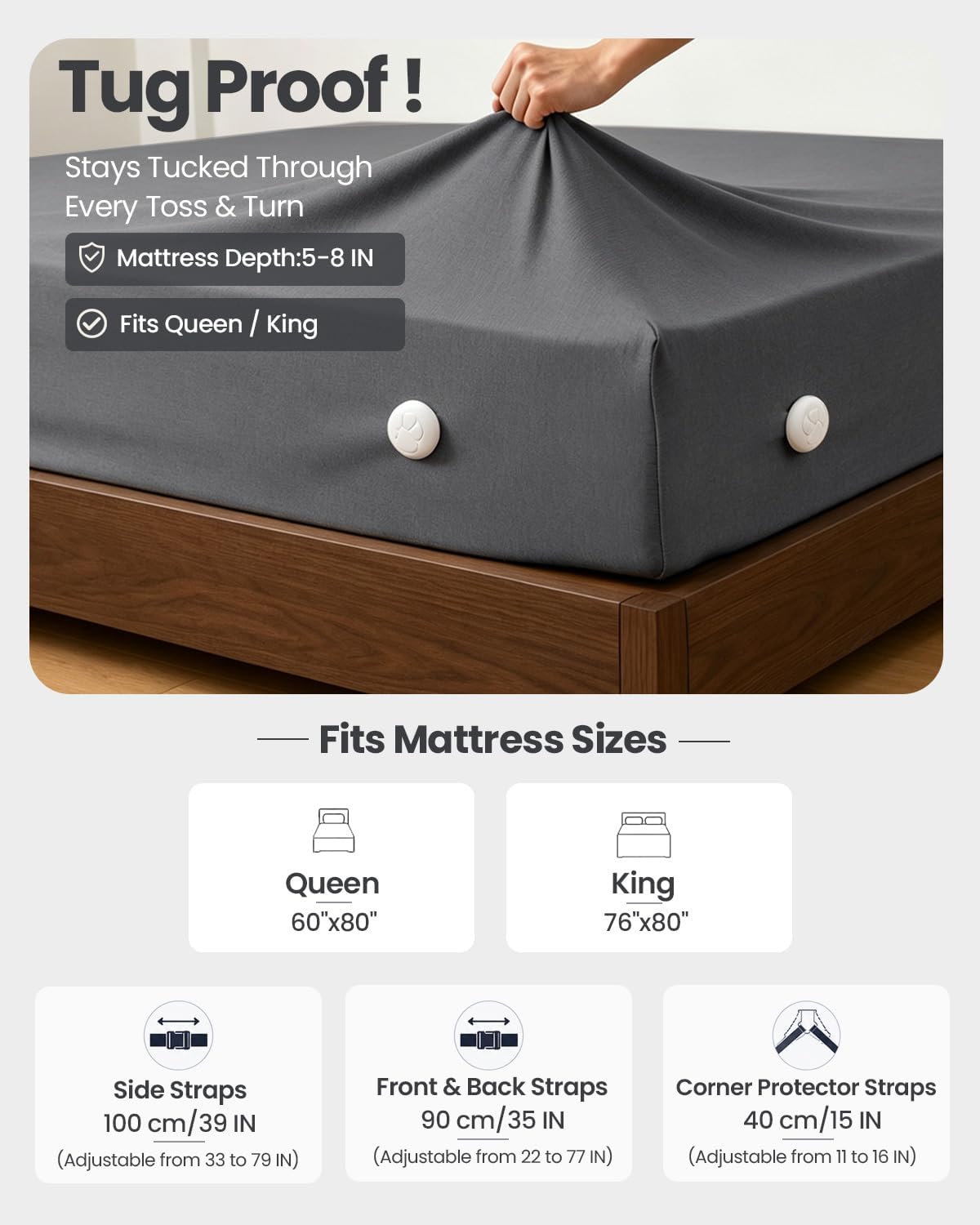 Bed Sheet Holders, Fitted Sheet Holder, 10 Twist-Locks, 360°Secure Fit