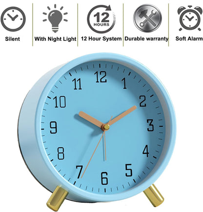 SHISEDECO Small Analog Alarm Clock, Battery Operated Desk Clock, White