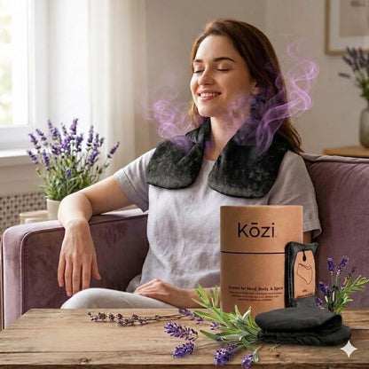 Kozi Neck Heating Pad | Microwaveable Weighted Shoulder Heating Pad | Neck and Shoulder Heating Pad with Clay Beads & Aromatherapy (Khol)