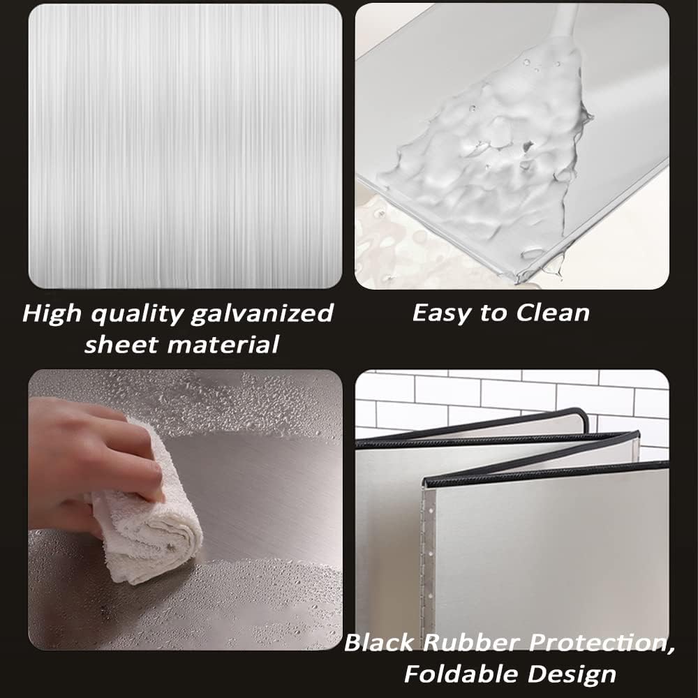 2PCS Grease Splatter Guard, Stainless Steel Stove Oil Splash Guard | 12×16 Inch Foldable Double-sided Splatter Screen for Frying Pan Kitchen Wall Screen Baking Protector