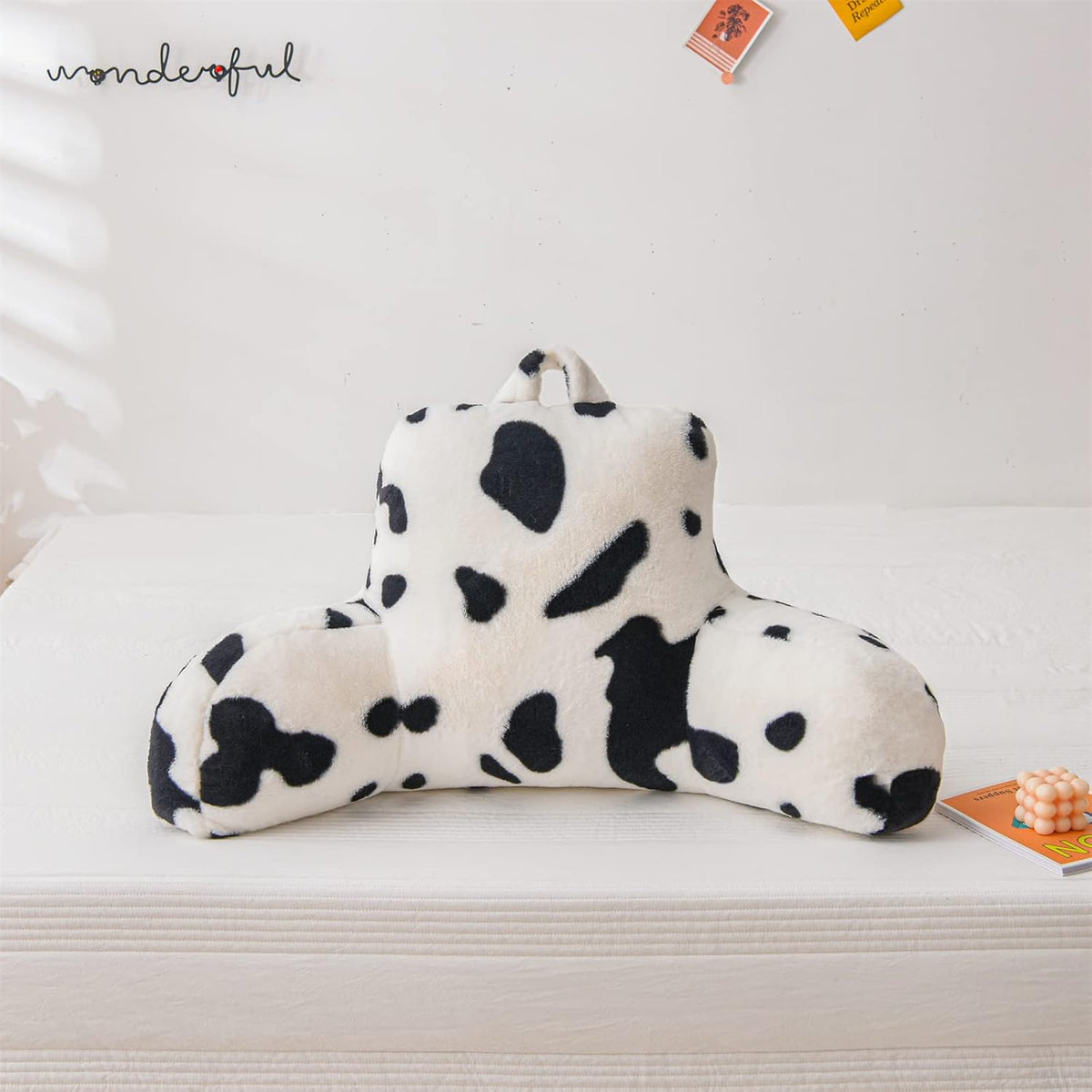 A Nice Night Ivory Reading Pillow, 18.5" Bed Wedge Pillows with Arms