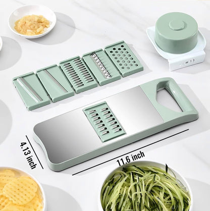 NACOLUS 6-Blade Mandoline Slicer for Kitchen,Handheld Vegetable Slicer | stainless steel surface,straight slicer 1/3mm,shredder 2/3mm,waffle fry cutter,grater,finger-safe hand guard,garlic slicer