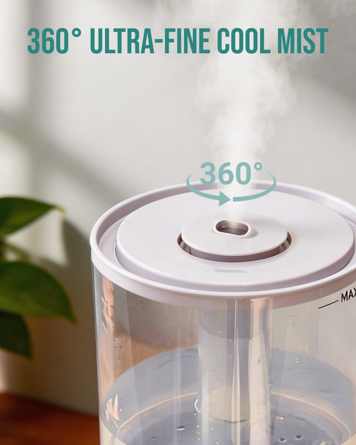 YOKEKON Humidifiers for Bedroom,1.06Gal(4L) Dishwasher Safe Design Easy to Clean,Top Fill,Night Light,Aroma Diffuser,Humidity Control,12H Timer,Sleep Mode,3 Level Mist,360° Nozzle,Home,Nursery,Black