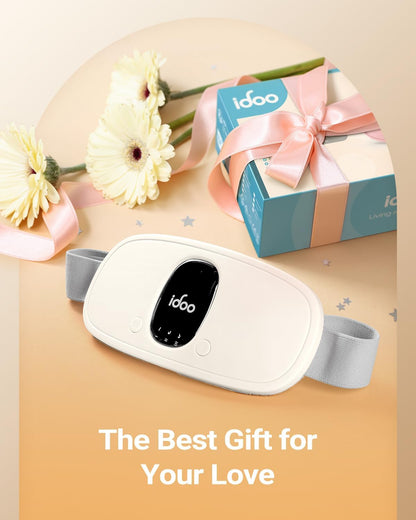 iDOO Portable Heating Pad for Period Cramps, FSA Eligible Item, Gifts for Women Girlfriend Mom Wife, Back Belly Heat Pad for Menstrual Pain Relief, with 3 Heat Levels 3 Massage | Back & Belly Wrap for Menstrual Cramps, 3 Heat Levels 3 Massage, FSA