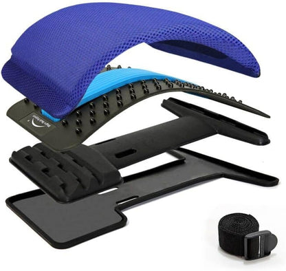 Multi-Level Back Stretcher Device, Lumbar Back Stretching Device, Memory Foam Lumbar Pillow Back Pain Support for Office Chair and Pain Relief(Blue)