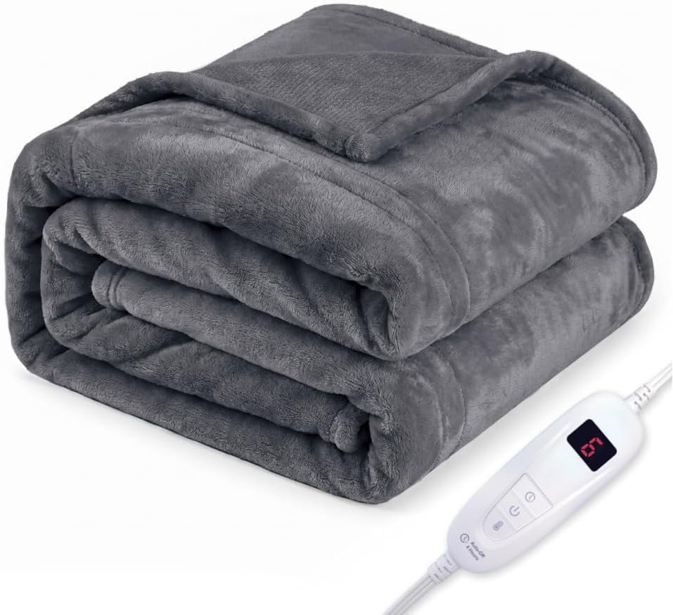 Tefici Heated Blanket Throw,Ultra Soft 2-Layer Flannel Electric Blanket