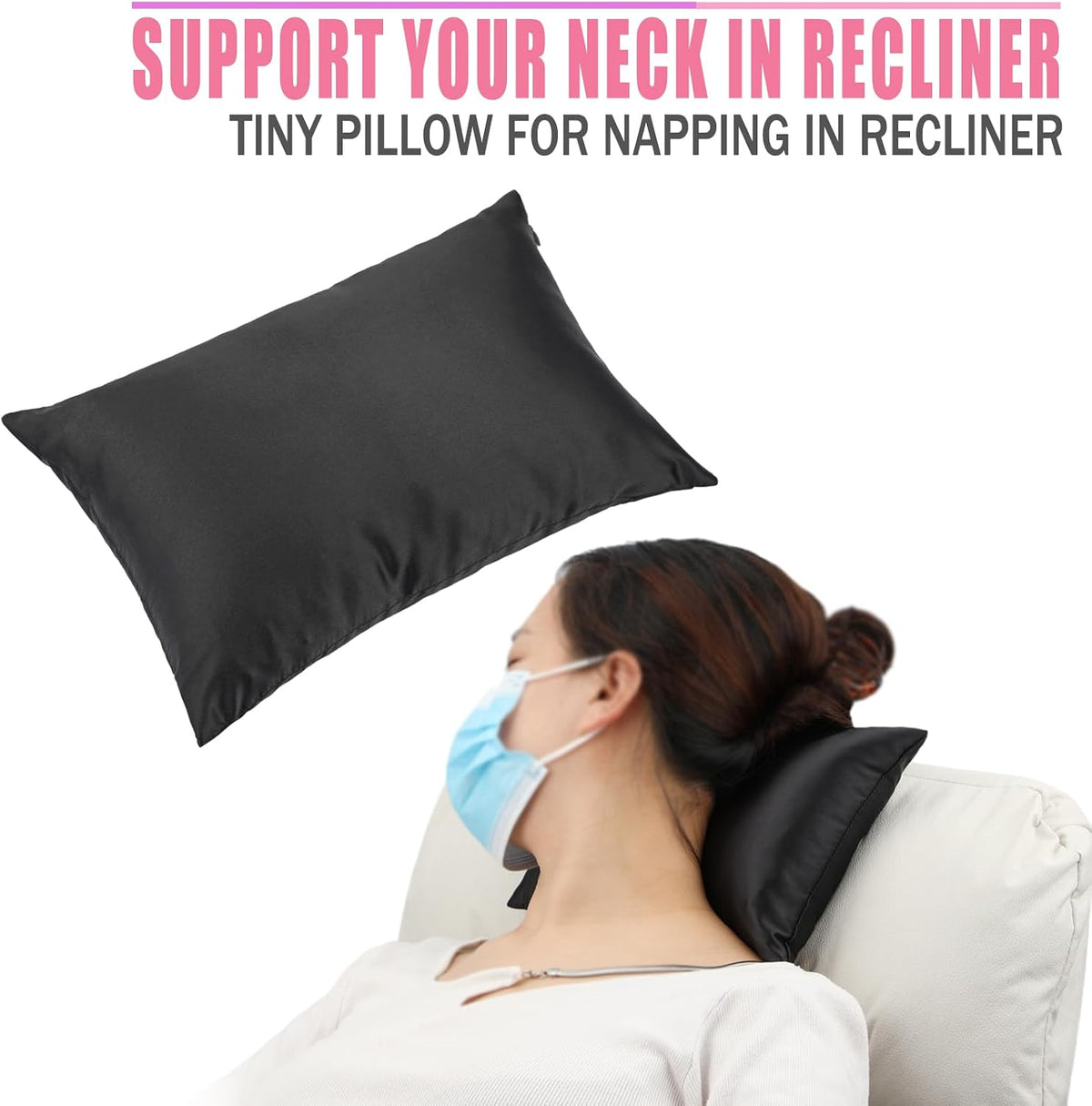 Small Neck Pillow for Recliner Chair Neck Support Pillows Pain Relief Plump Adjustable Filling Nap Airplane Sleeping Little Cushion Minky Dot Dark Gray