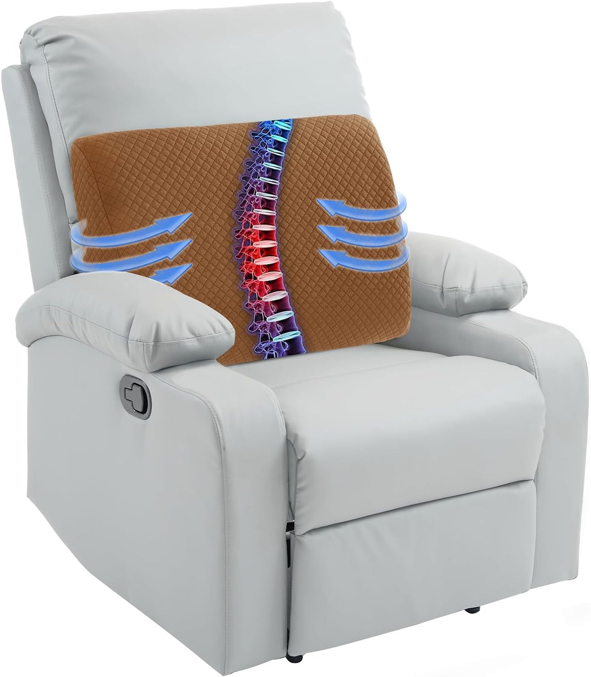 HOMBYS Lumbar Support Pillow for Recliner Chair, Memory Foam Back Support Cushion for Elderly,Extra Large Lumbar Support Pillow,Thick Backrest for Home Reading (Grey, 20“x13.5"x5")