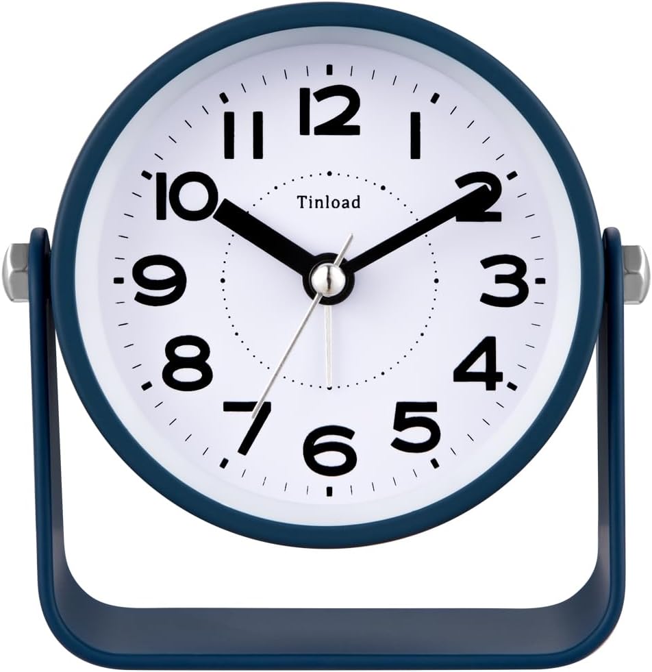 Tinload Analog Alarm Clock for Bedroom, Silent Non-Ticking Quartz Movement, Battery Operated with Snooze & On-Demand Light, Bedside Desk Table Clock, Ideal for Home, Office (Green)