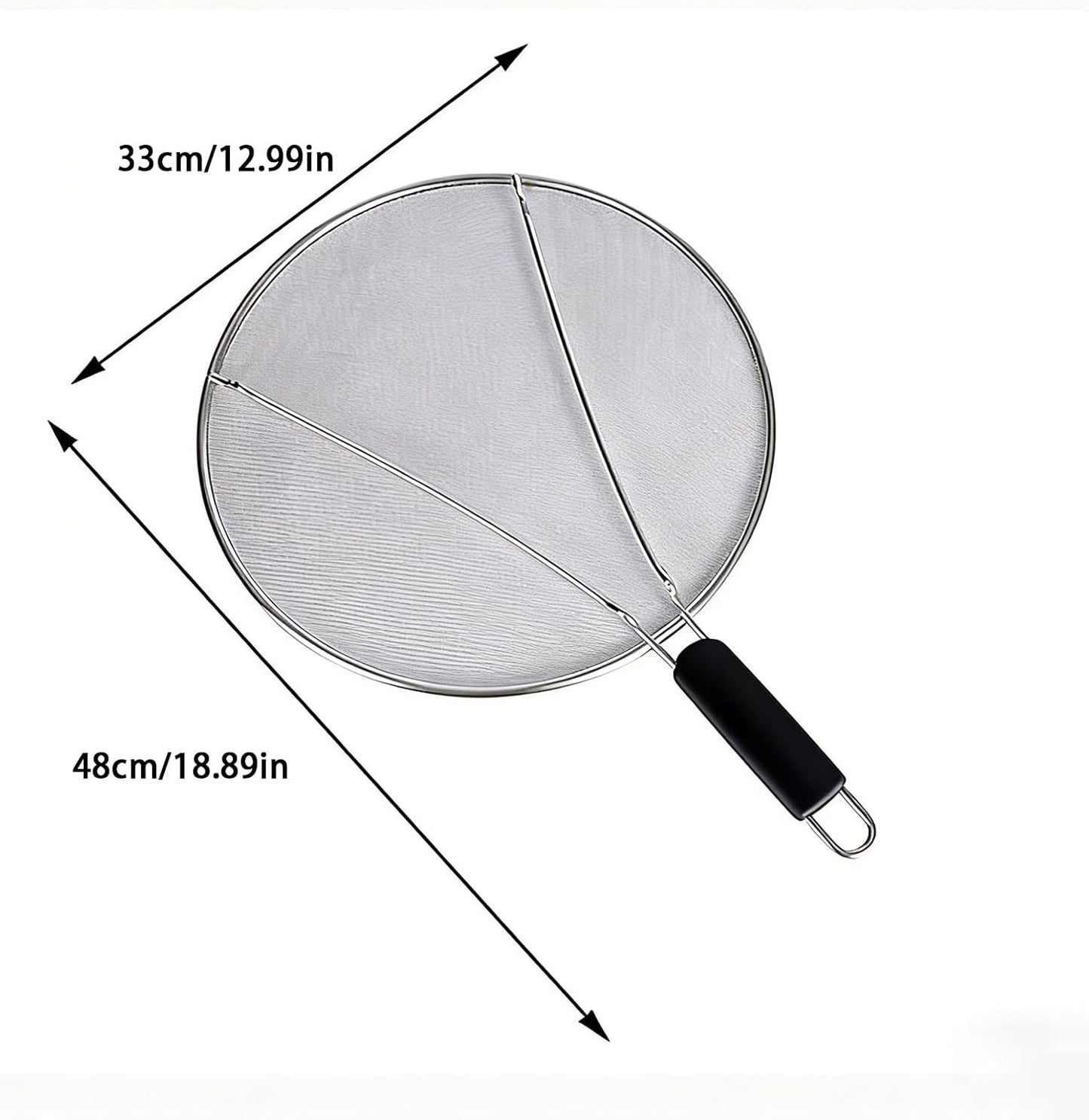 Stainless Steel Splash Guard, Frying Pan Splash Guard, Fine Mesh Cover, Prevents oil Splattering, Comfortable Handle to Prevent Burns, Suitable for Frying Pans and Cooking Utensils (15in)