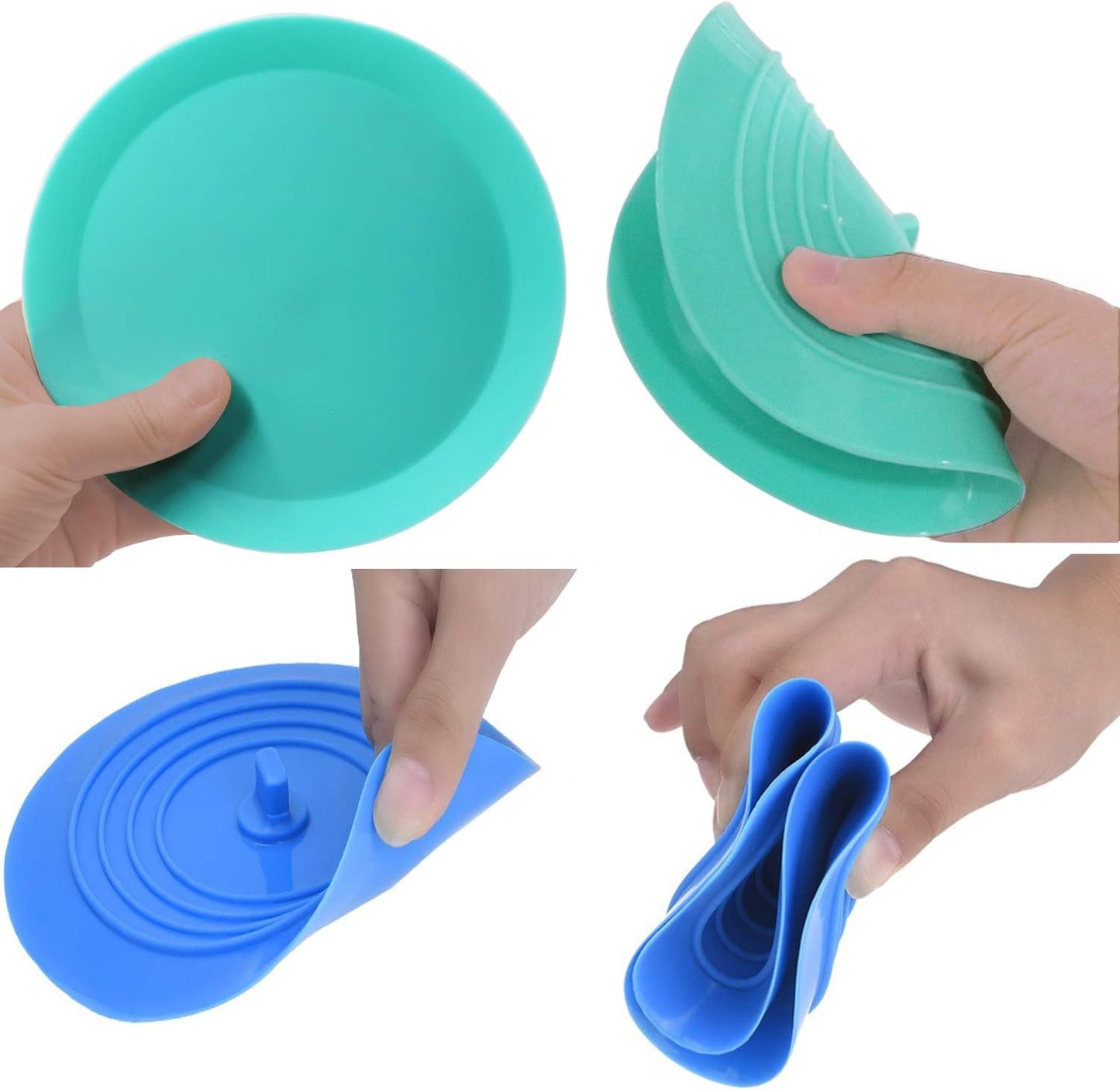 Shower Drain Hair Catcher Tub Stopper, V-TOP Drain Cover for Shower to Catcher Hair, Silicone Bathtub Drain Plug Suit for Bathroom Kitchen and Laundry, 4 Pack