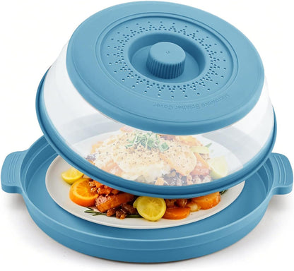 Microwave Splatter Cover with Anti-Scald Tray, 10.7" Collapsible - Red | Collapsible microwave food cover with an anti-scald tray. Fits most plates up to 10.7 inches and helps reduce food splatter.