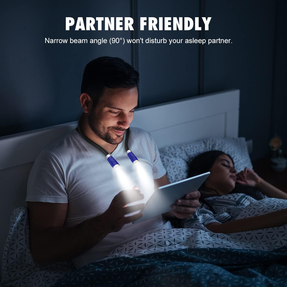 LEDGLE LED Neck Reading Light, Book Light for Reading in Bed, 3 Color Temperatures 6 Adjustable Brightness 1600K 3500K 6000K Flexible Neck Lights for Knitting Reading Crocheting Repairing (Black)