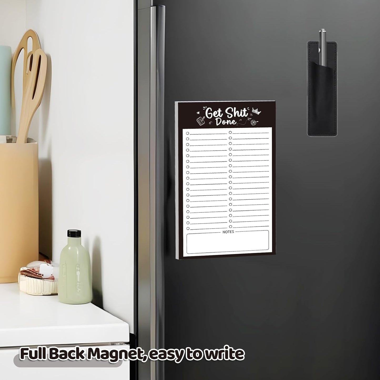 Thboxes 2 Pack Grocery List Magnet Pad for Fridge, 120 Sheets, Pen Holder | 4.5x7.5In Magnetic Grocery List Pad for Fridge, Full Back Shopping Checklist, Notepad for Kitchen, Home Office, Parents, Kids