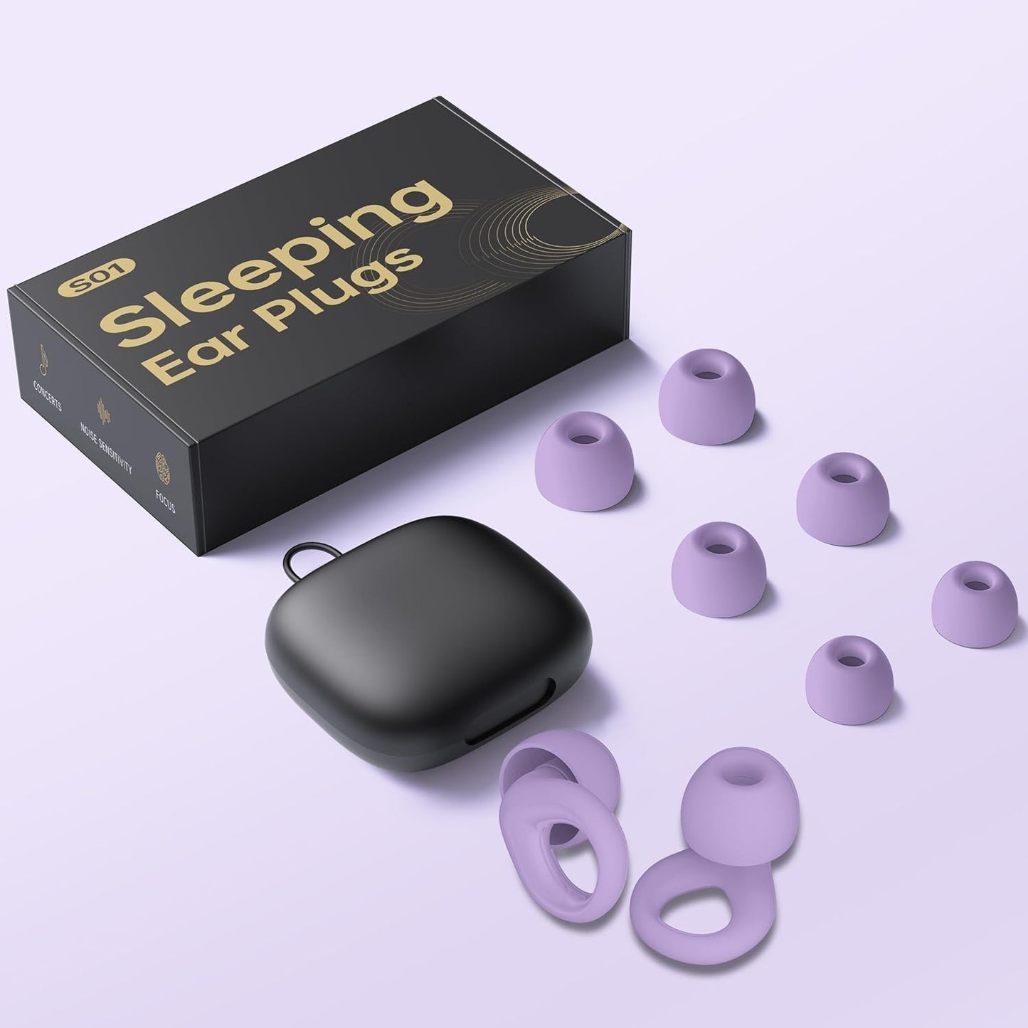 Ear Plugs for Sleeping Deep Focus, Travel, Snoring, 30dB Noise Reduction | Reusable Silicone Earplugs, Noise Cancelling, High Fidelity Hearing Protection, Black
