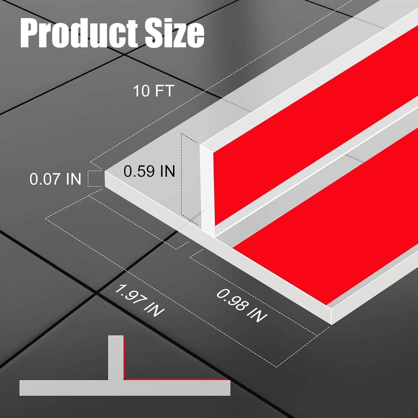 ToLanbbt T-Shaped Door Draft Stopper 1.97 in x 20 FT Silicone Weather Stripping Door Seal Double-Sided Adhesive Draft Seal Tape for Doors Windows and Shower Glass Gaps, Side, Frame, Clear