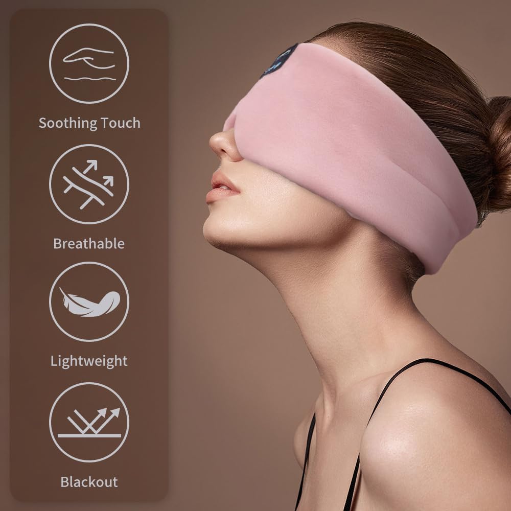 Joythink Sleep Headphones Bluetooth Sleep Mask Silk Headband Earphones Bluetooth Eye Mask for Sleeping On Side Blackout Soft Sleep Earphones Music Kids Children Eye Cover Purple