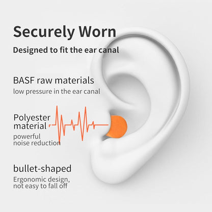 Silicone Corded Ear Plugs, 100 Pairs, SNR 32dB, Orange | Reusable noise reduction earplugs with string. Individually wrapped. For work, construction sites & industrial use.