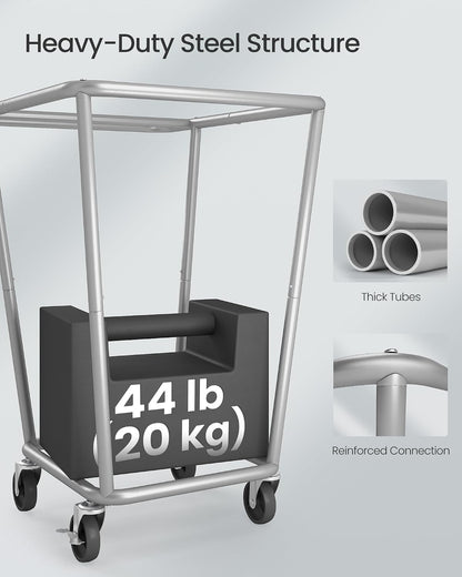 SONGMICS Laundry Basket with Wheels, 3-Section Laundry Sorter, 76.6 Gallons (290 L) Rolling Hamper with Removable Bags, Heavy-Duty Steel Frame, Cream White, Dark Gray and Ink Black URLS010X01