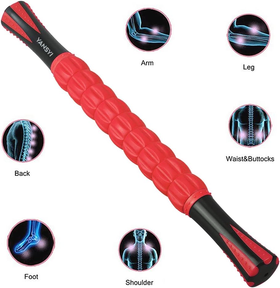 YANSYI Professional 9-Roller Deep Tissue Massage Stick - Portable Muscle Recovery Roller for Athletes, Relieves Post-Workout Soreness & Leg/Back Pain - Portable Physio Tool (Blue 1)