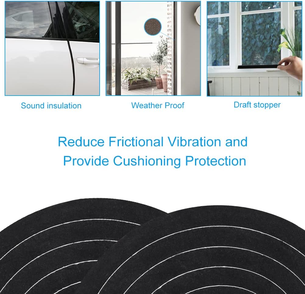 2 Rolls Foam Seal Tape for Door Window Insulation, Soundproof and Shockproof Foam Adhensive Strip, 3/8" Wx3/16 T Single Sided Foam Tape, Cold Air and Draft Closed Cell Seal Strip,Total 32FT