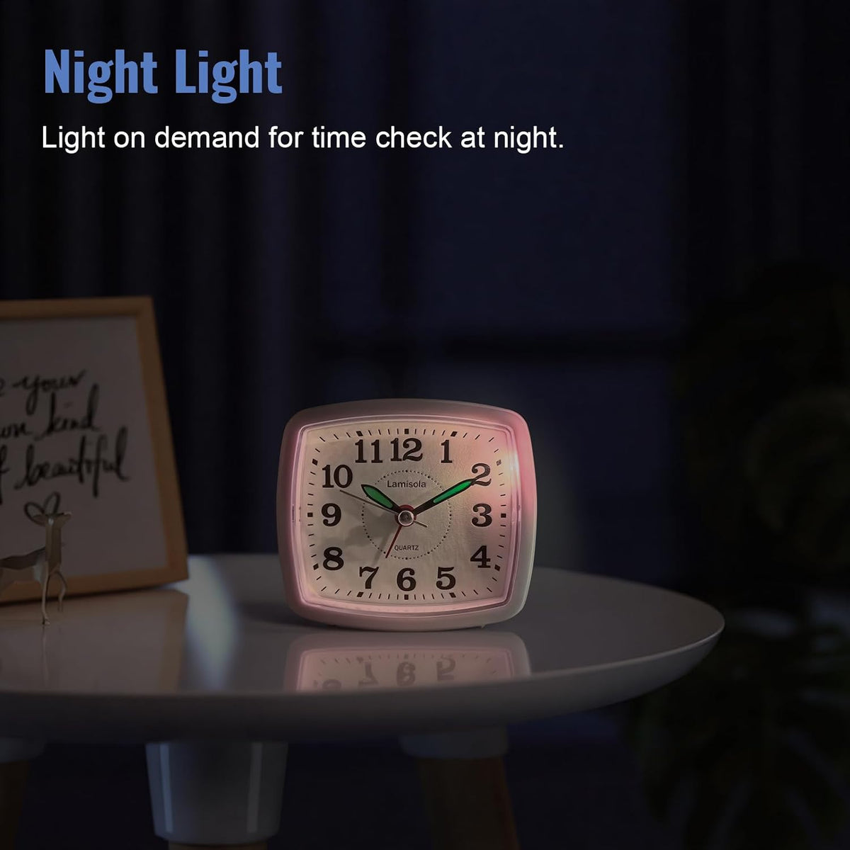 Lamisola Analog Travel Alarm Clock for Bedroom, Small Desk Clock Black