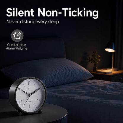 JALL Analog Alarm Clock, 4 inch Super Silent Non Ticking Small Clock with Night Light, Battery Operated, Simple Design, Easy Setting for Office, Bedroom, Bedside, Desk, Teens, Elders, Adult, Green