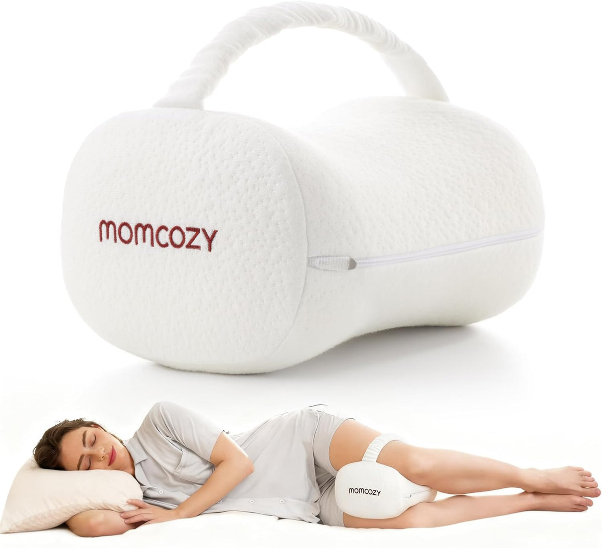 Momcozy Knee Pillow for Side Sleepers, Soft Memory Foam & Pinch-Free Design