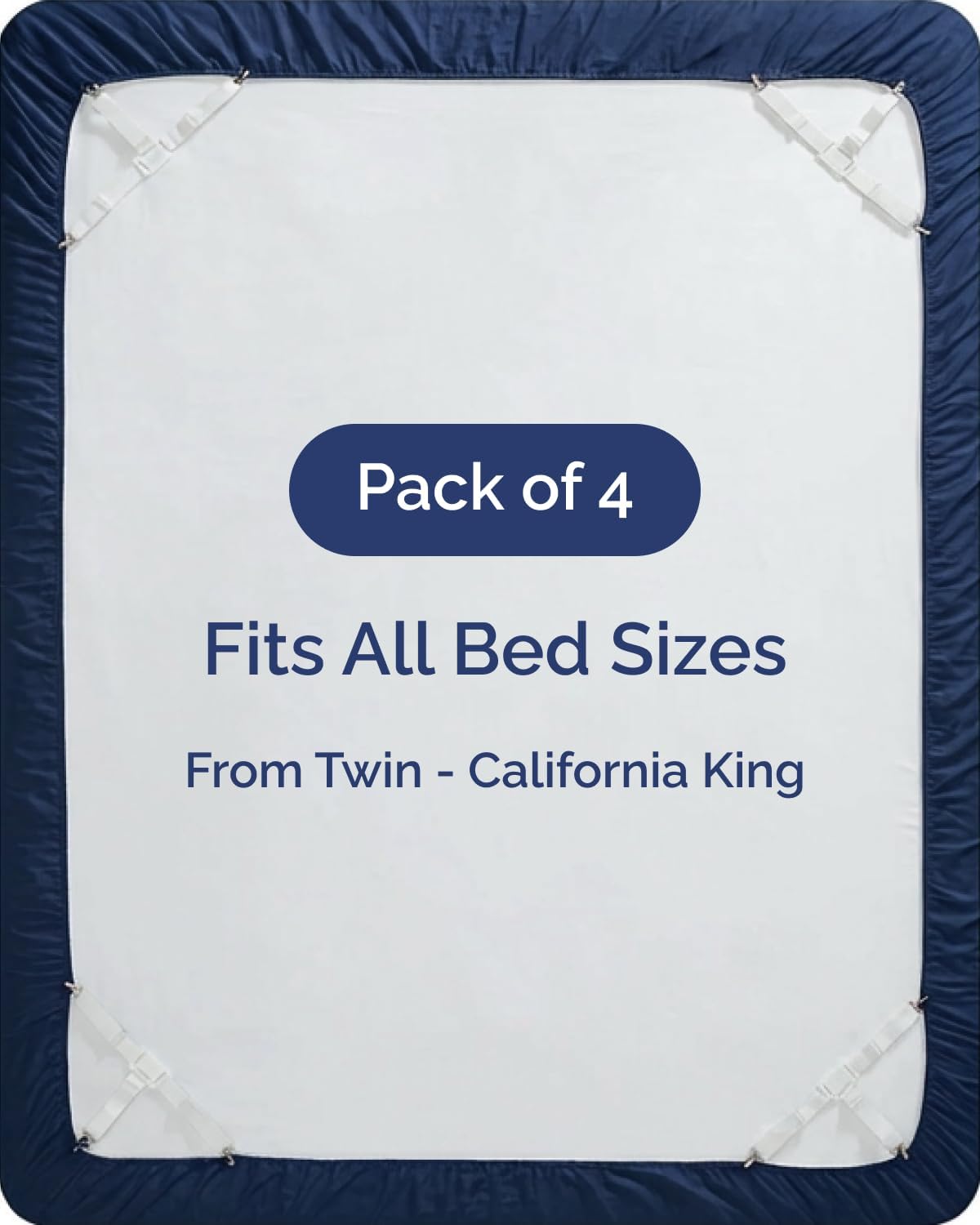 Bed Sheet Holders - Adjustable Elastic Fasteners with Metal Clips