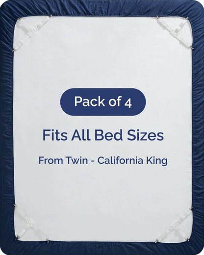 Bed Sheet Holders - Adjustable Elastic Fasteners with Metal Clips