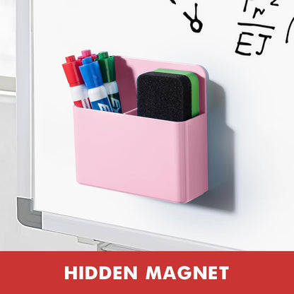 BEYGORM Plastic Magnetic Pen Holder, Powerful Magnet, 2 Pack | Classroom Must Haves, Dry Erase Marker Holder for Whiteboard, School Locker Organizer, Pencil Cup for Refrigerator(Black)